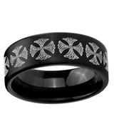 6, 8mm Medieval Cross Pipe Cut Brush Black Tungsten Carbide Custom Ring for Men