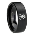 8mm Stigma Sangrando Berserk Inspired Pipe Cut Black Ring Bands For Him