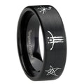 8mm Blackborne Caryll Runes Pipe Cut Black Ring Bands For Him