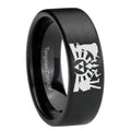 8mm Zelda Link Pipe Cut Black Ring Bands For Him