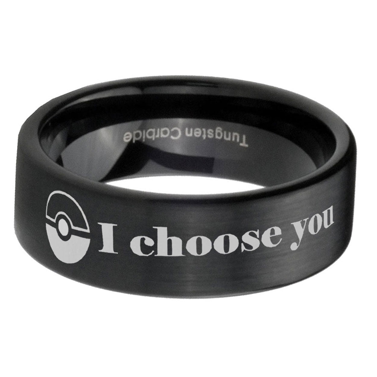 6mm Pokeball Pokemon Pipe Cut Black Ring Bands For Him