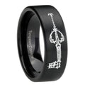 8mm kingdom heart keyblades Pipe Cut Black Ring Bands For Him
