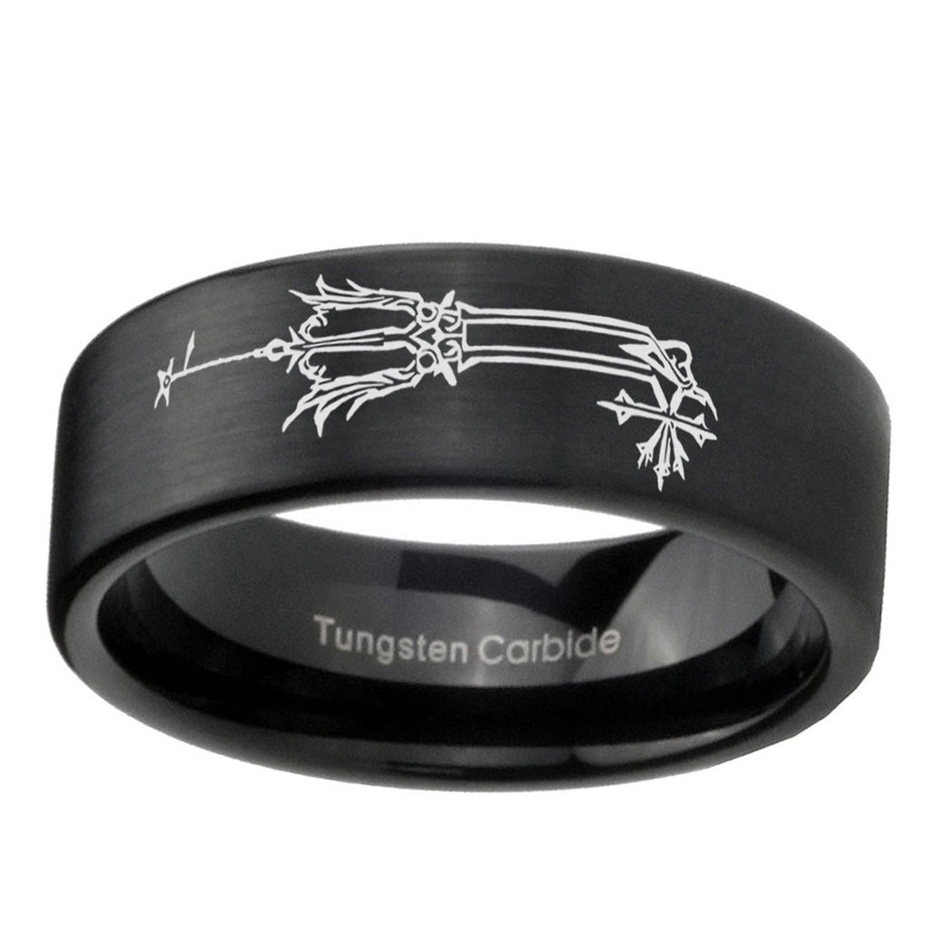 6mm Geekery Oathkeeper Kingdom Hearts Pipe Cut Black Ring Bands For Him