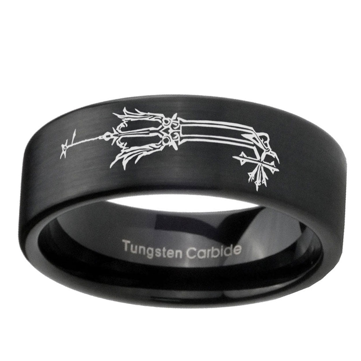 6mm Geekery Oathkeeper Kingdom Hearts Pipe Cut Black Ring Bands For Him