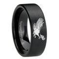 8mm Flying American Eagle Pipe Cut Black Ring Bands For Him