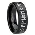 8mm Viking Pipe Cut Black Ring Bands For Him