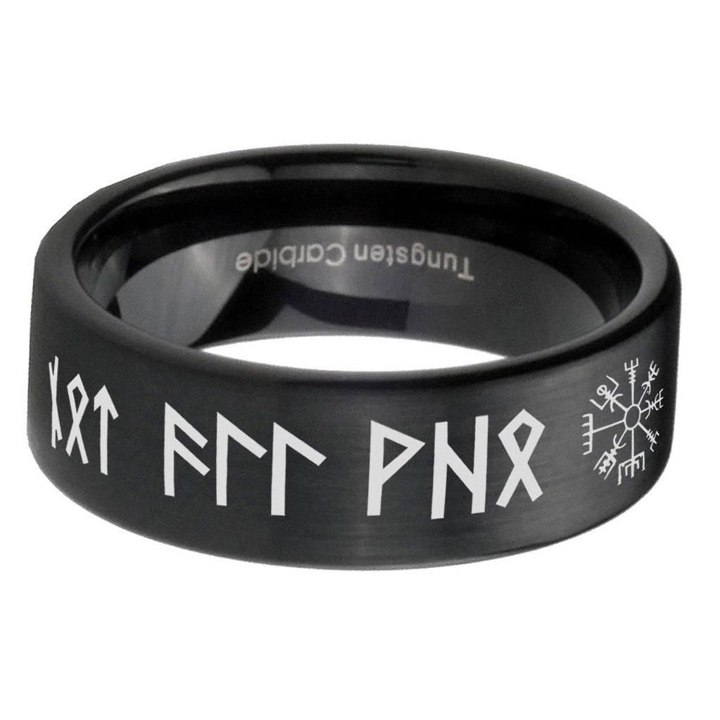 6mm Viking Pipe Cut Black Ring Bands For Him