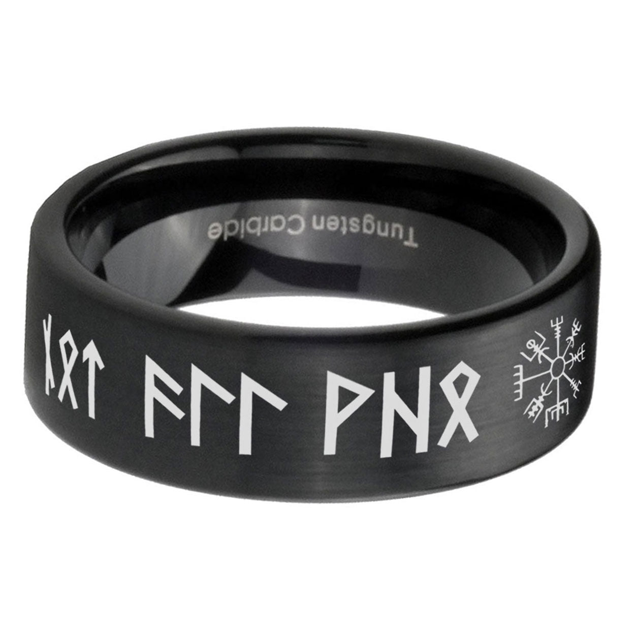 6mm Viking Pipe Cut Black Ring Bands For Him