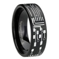8mm Circuit Board Pipe Cut Black Ring Bands For Him