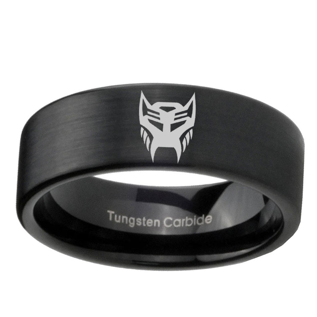 6mm Transformers Insignias Pipe Cut Black Ring Bands For Him