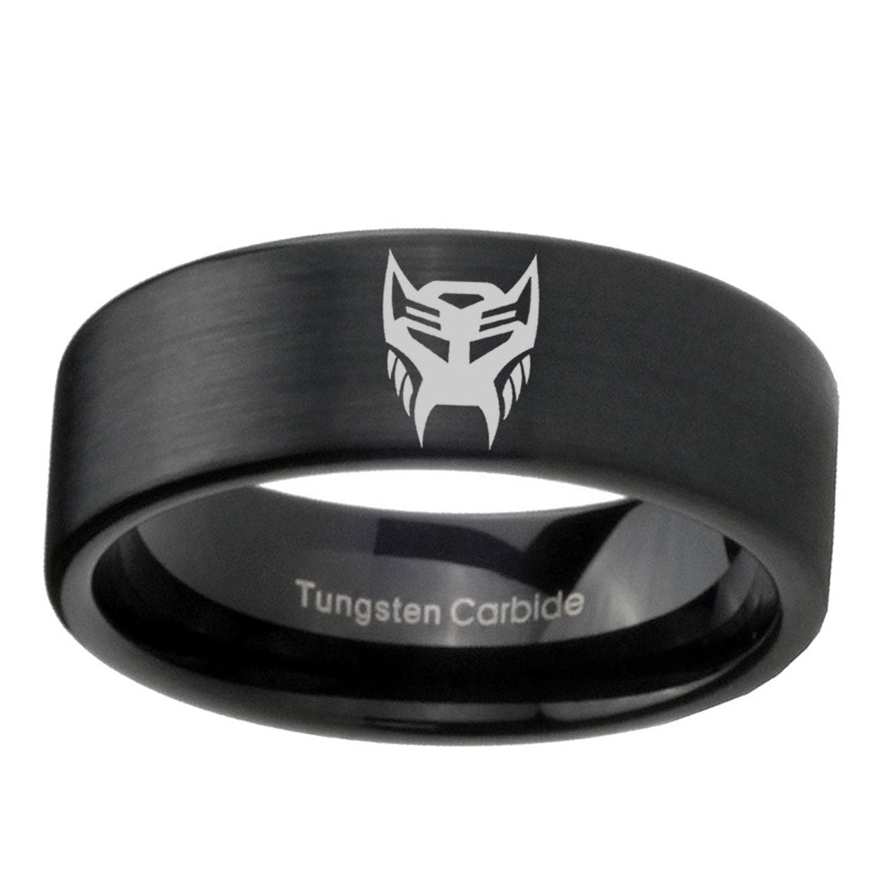 6mm Transformers Insignias Pipe Cut Black Ring Bands For Him