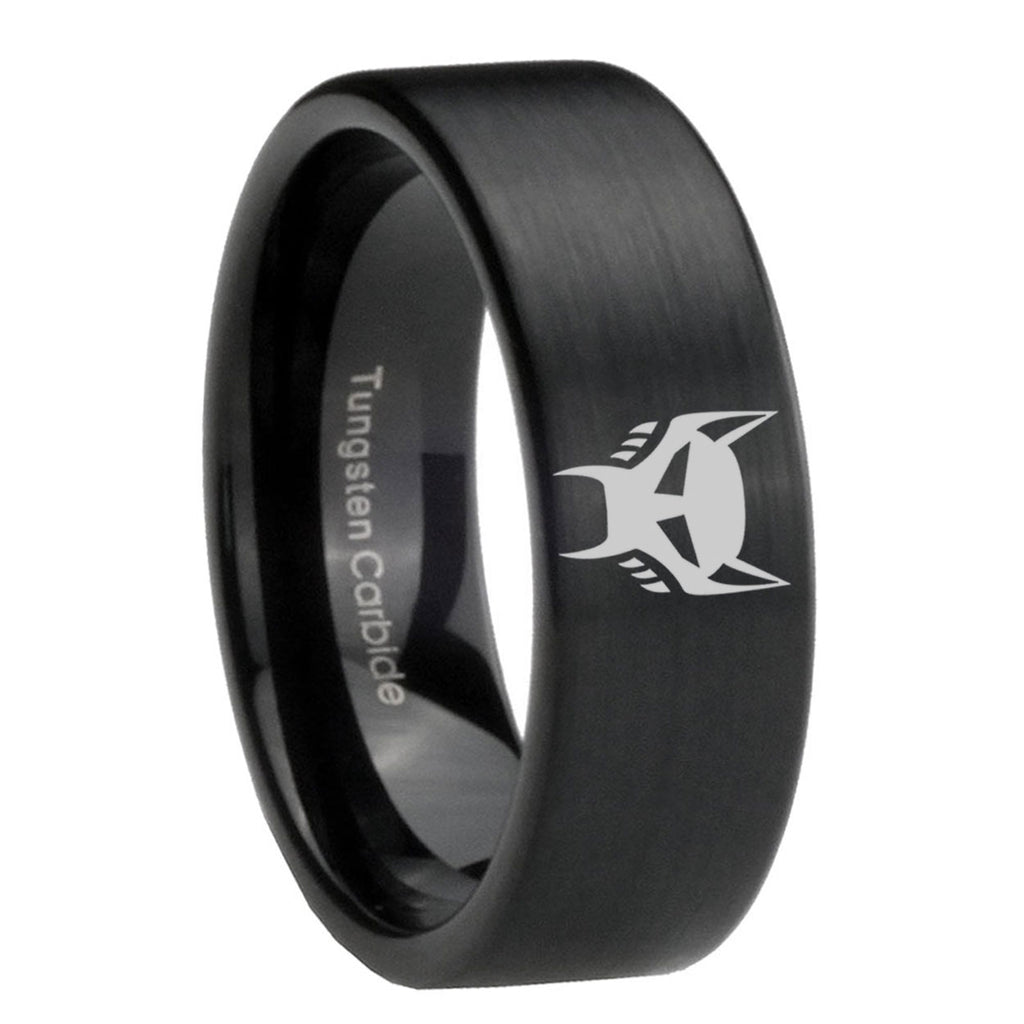 8mm Transformers Maximal Pipe Cut Black Ring Bands For Him