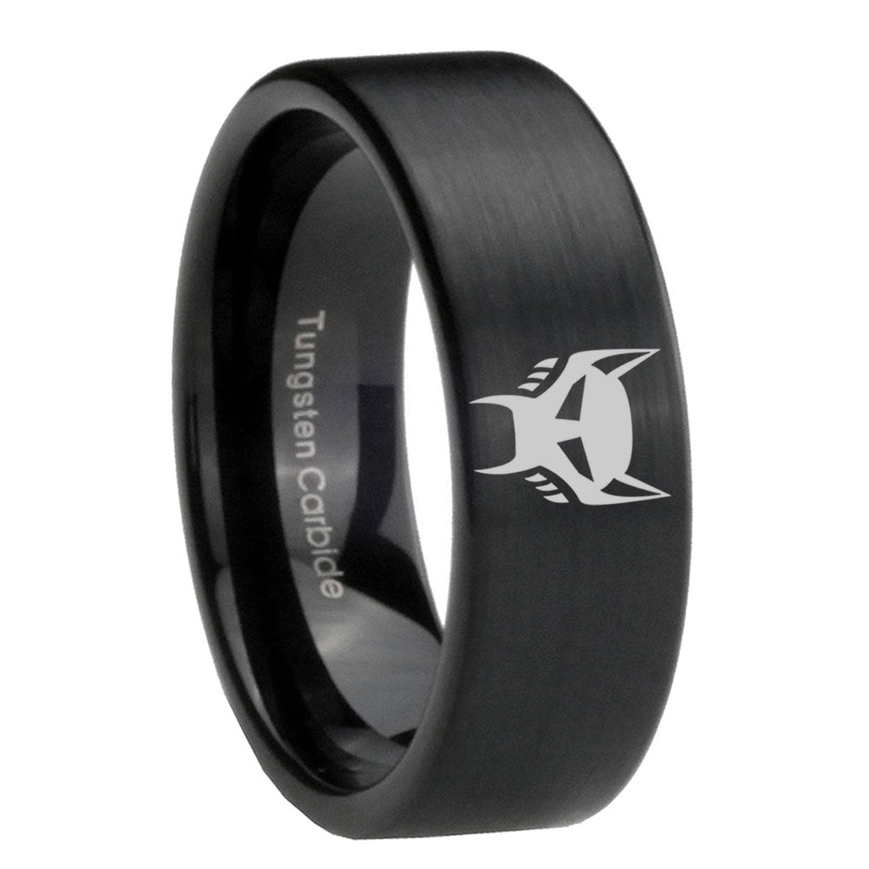 8mm Transformers Maximal Pipe Cut Black Ring Bands For Him