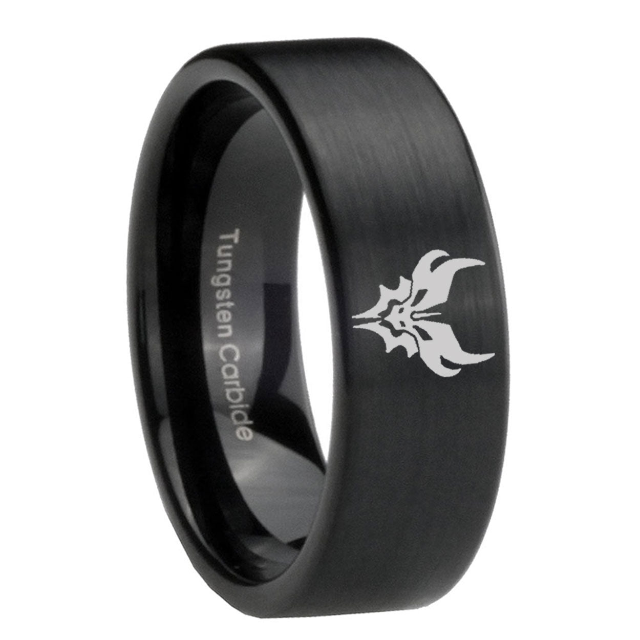 8mm Transformers Shatterback Pipe Cut Black Ring Bands For Him