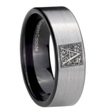 8mm-Pipe-Cut-Gray-Tungsten-Floral-Initial-Letter-A,-Monogram-Wedding-Ring