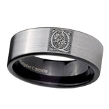8mm-Pipe-Cut-Gray-Tungsten-Floral-Initial-Letter-Q,-Monogram-Wedding-Ring