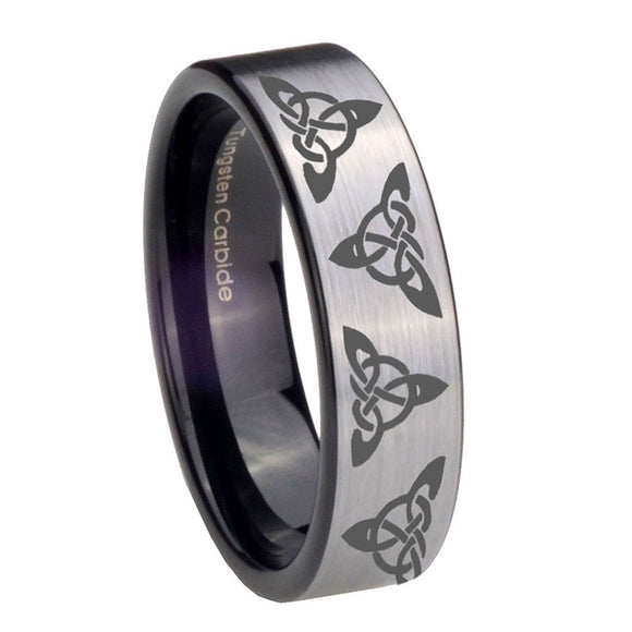 8mm-Celtic-Triangles-Pipe-Cut-Brushed-Silver-Tungsten-Custom-Ring-for-Men