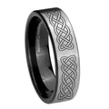 8mm Celtic Knot Pipe Cut Brushed Silver Tungsten Custom Ring