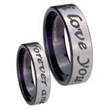 8mm-I-Love-You-Forever-and-ever-Pipe-Cut-Brushed-Silver-Tungsten-Mens-Bands-Ring