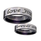8mm-I-Love-You-Forever-and-ever-Pipe-Cut-Brushed-Silver-Tungsten-Mens-Bands-Ring