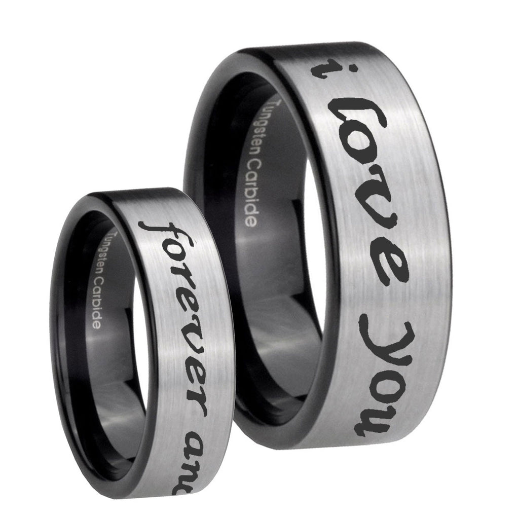 8mm I Love You Forever ever Pipe Cut Silver Tungsten Band