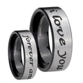 8mm I Love You Forever ever Pipe Cut Silver Tungsten Band