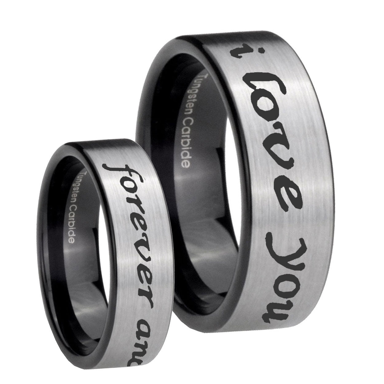 8mm I Love You Forever ever Pipe Cut Silver Tungsten Band