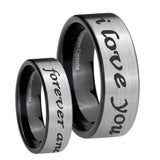 8mm I Love You Forever and ever Pipe Cut Brushed Silver Tungsten Mens Bands Ring