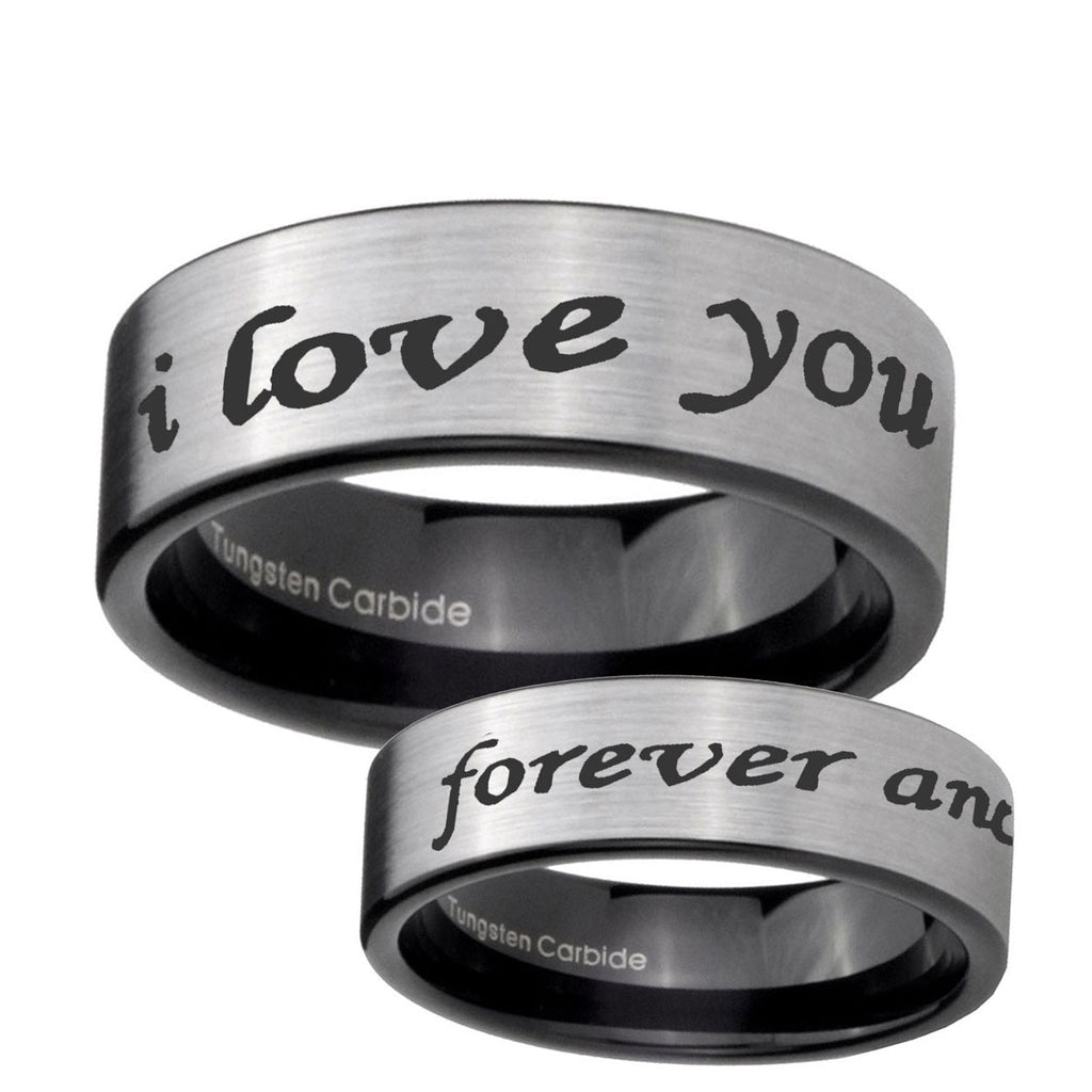 6mm I Love You Forever ever Pipe Cut Silver Tungsten Band