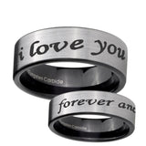 6, 8mm I Love You Forever and ever Pipe Cut Brushed SilverTungsten Ring