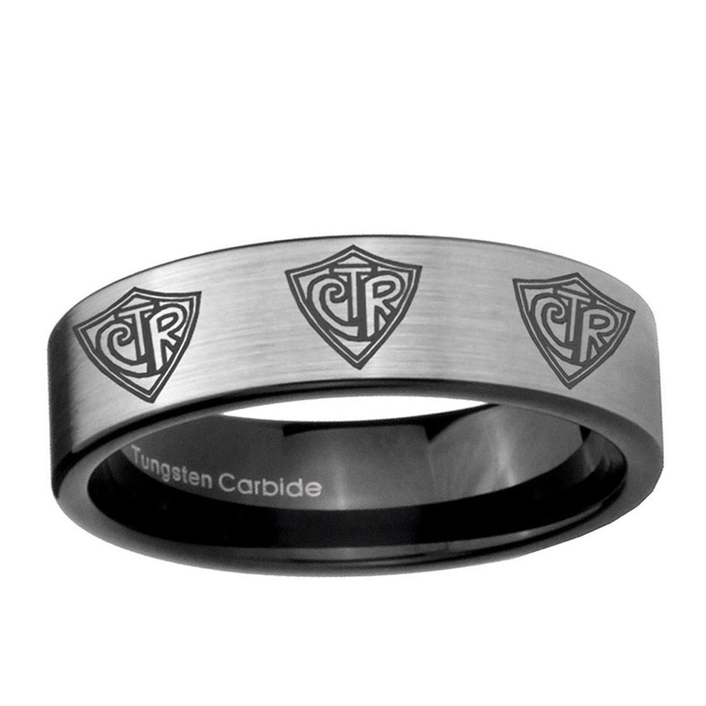 6mm Multiple CTR Pipe Cut Brushed Silver Tungsten Ring