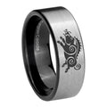 8mm Wild Boar Pipe Cut Brushed Silver Tungsten Ring for Men