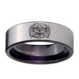 8mm-Masonic-32-Degree-Freemason-Pipe-Cut-Brushed-Silver-Tungsten-Carbide-Men's-Engagement-Ring