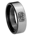 8mm Masonic 32 Degree Freemason Pipe Cut Silver Tungsten Ring