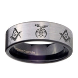 8mm-Masonic-Shriners-Pipe-Cut-Brushed-Silver-Tungsten-Custom-Ring-for-Men