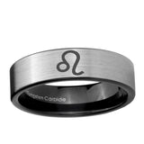 6, 8mm Leo Zodiac Pipe Cut Brushed Silver Tungsten Ring