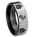 8mm Marine Army Sergeant Pipe Cut Silver Tungsten Ring