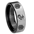 8mm Marine Chief Master Sergeant Pipe Cut Silver Tungsten Ring