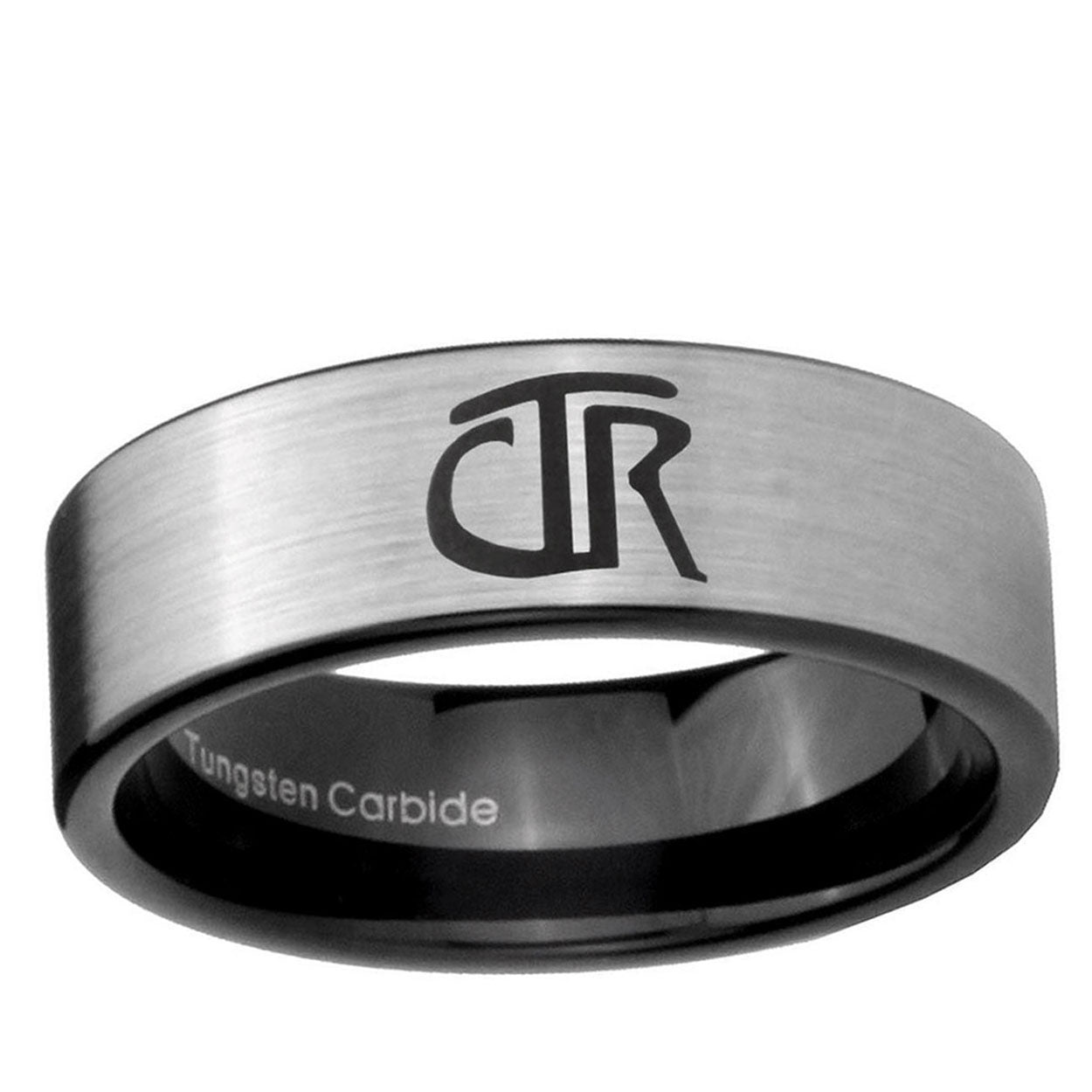 6mm CTR Pipe Cut Brushed Silver Tungsten Custom Mens Ring