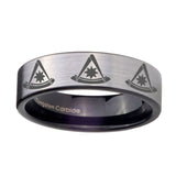 8mm-Multiple-Pester-Master-Masonic-Pipe-Cut-Brushed-Silver-Tungsten-Bands-Ring