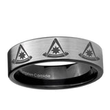6, 8mm Multiple Pester Master Masonic Pipe Cut Brushed Silver Tungsten Bands Ring