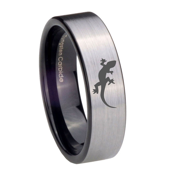8mm-Lizard-Pipe-Cut-Brushed-Silver-Tungsten-Carbide-Men's-Bands-Ring
