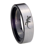 8mm-Lizard-Pipe-Cut-Brushed-Silver-Tungsten-Carbide-Men's-Bands-Ring