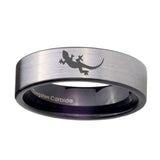 8mm-Lizard-Pipe-Cut-Brushed-Silver-Tungsten-Carbide-Men's-Bands-Ring