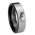 8mm Lizard Pipe Cut Brushed Silver Tungsten Men's Bands Ring
