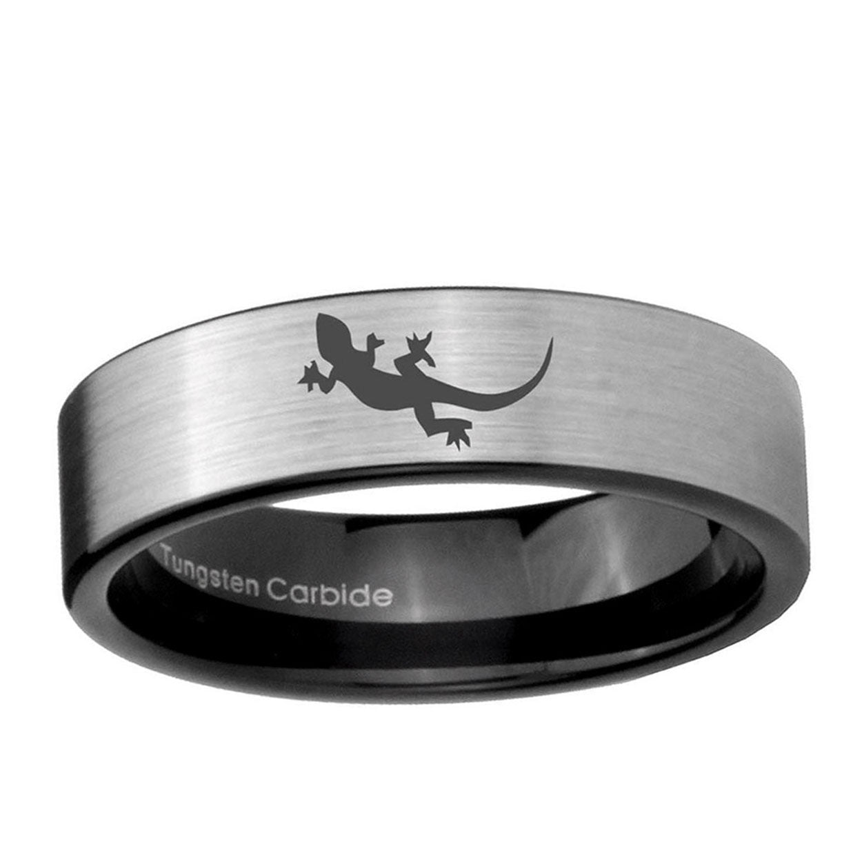 6mm Lizard Pipe Cut Brushed Silver Tungsten Men's Bands Ring