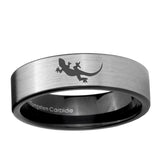 6, 8mm Lizard Pipe Cut Brushed Silver Tungsten Ring