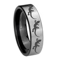 8mm Multiple Lizard Pipe Cut Brushed Silver Tungsten Ring