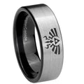 8mm Zelda Skyward Sword Pipe Cut Brushed Silver Tungsten Ring