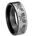 8mm Multiple Zelda Skyward Sword Pipe Cut Silver Tungsten Ring